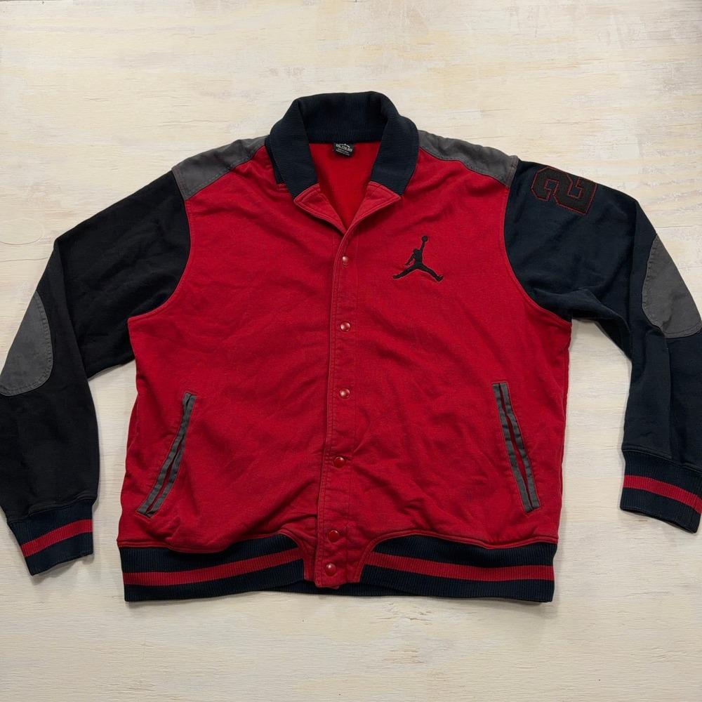 Jordan Varsity Jacket Jumpman 23 Snap Fleece Red Black Mens XXL